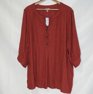 NWT Avenue 3/4 Sleeve Top Size 30/32 (14/16)